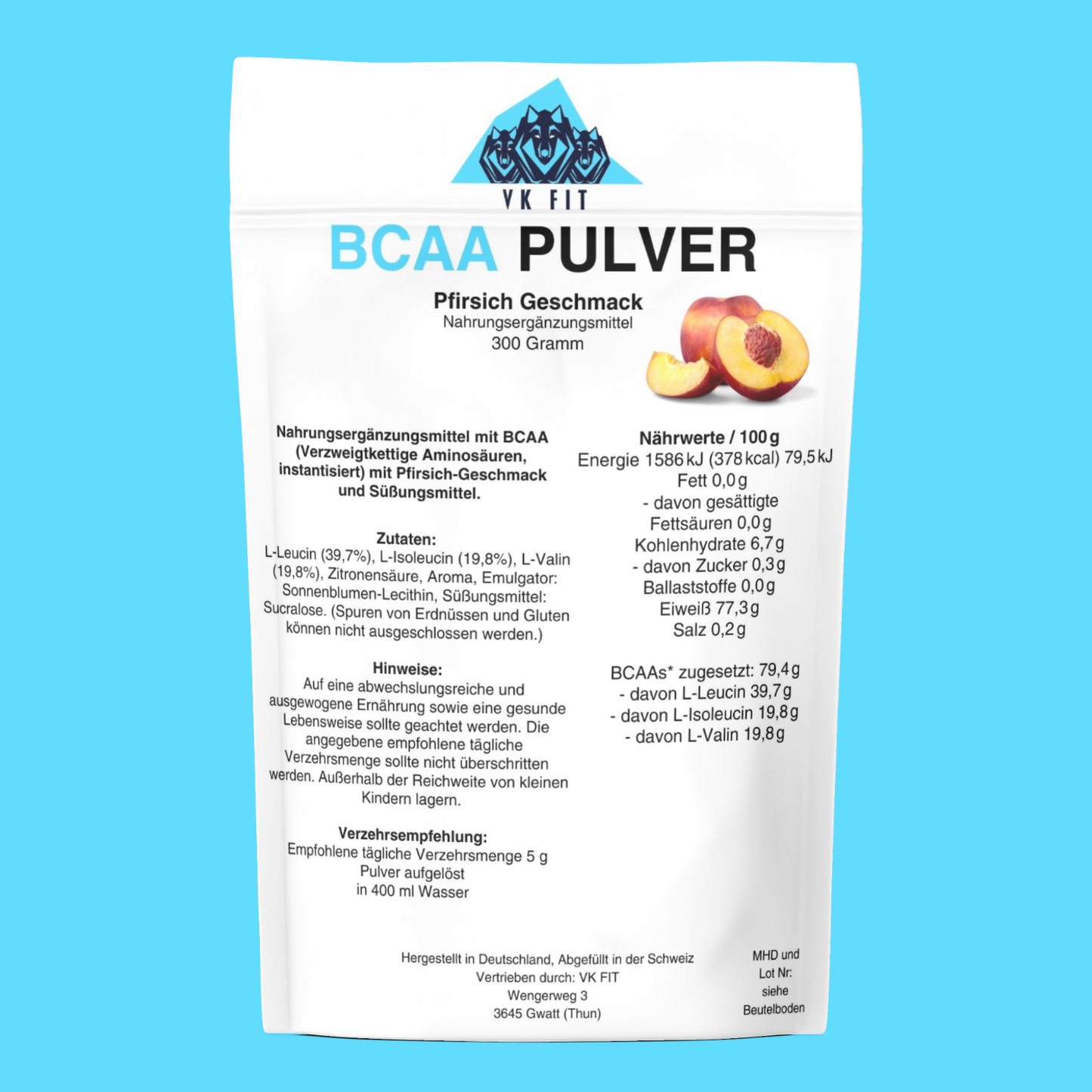 BCAA Peach Powder - With Leucine, Isoleucine and Valine - Connection