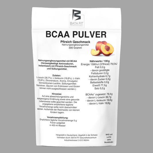 BCAA Pulver Pfirsich- Mit Leucin, Isoleucin und Valin