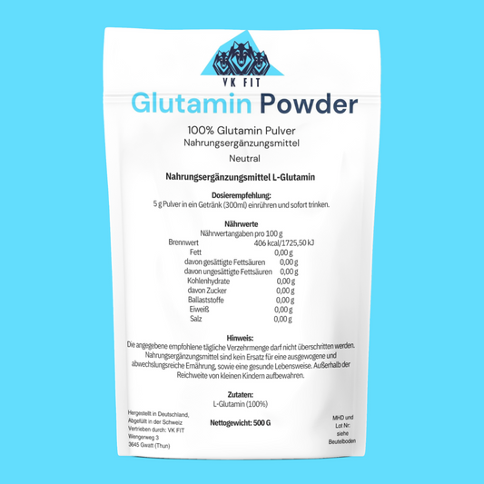 Glutamin Powder - 100% reines Glutamin Pulver - 250g Beutel